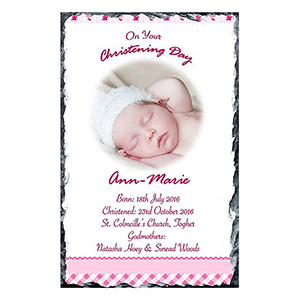Personalised Boy Christening Slate Gift - All Things Nice Blue with Photo