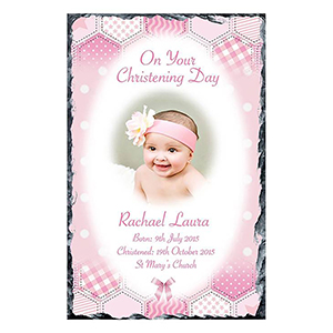 Personalised Boy Christening Slate Gift - All Things Nice Blue with Photo