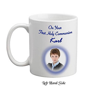 Personalised 1st Holy Communion Candle - Gold Frame with Photo Boy