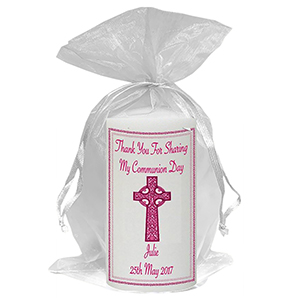 Personalised 1st Holy Communion Candle - Gold Frame with Photo Boy