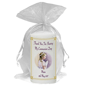 Personalised 1st Holy Communion Candle - Gold Frame with Photo Boy