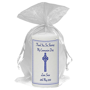 Personalised 1st Holy Communion Candle - Gold Frame with Photo Boy