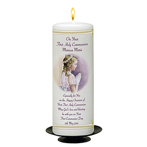 Personalised 1st Holy Communion Candle - Gold Frame with Photo Boy