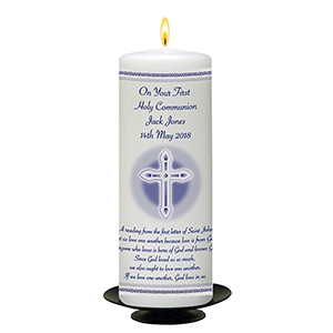 Personalised 1st Holy Communion Candle - Gold Frame with Photo Boy