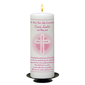 Personalised 1st Holy Communion Candle - Gold Frame with Photo Boy