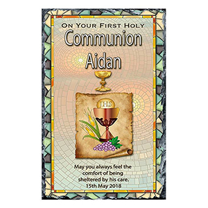 Personalised 1st Holy Communion Slate - Gold Frame with Photo Boy
