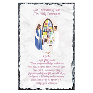 Personalised 1st Holy Communion Slate - Gold Frame with Photo Boy