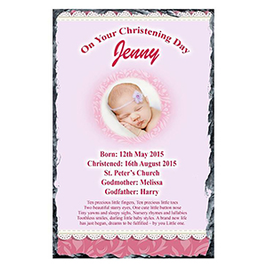 Personalised Boy Christening Slate Gift - All Things Nice Blue with Photo