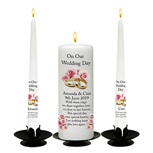 Personalised Wedding Candles - Family Crests Black Script