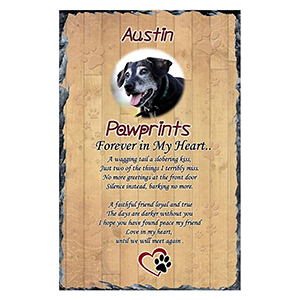 Personalsied Remembrance Slate - Pawprints with Photo