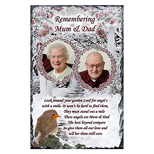 Personalised Christmas Remembrance Slate - Robin & Berries