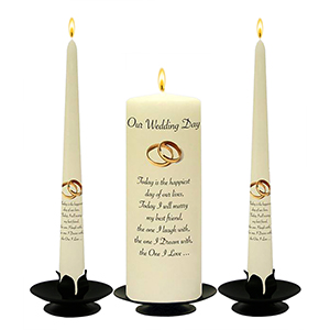 Personalised Wedding Candles - Family Crests Crest Gold Script
