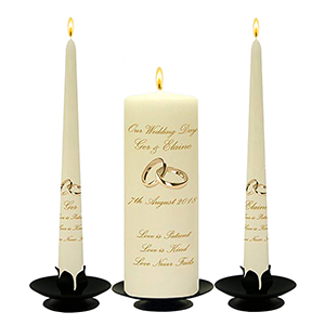 Personalised Wedding Candles - Family Crests Crest Gold Script