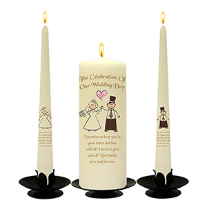 Personalised Wedding Candles - Family Crests Crest Gold Script