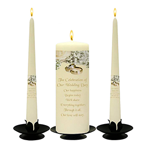 Personalised Wedding Candles - Family Crests Crest Gold Script