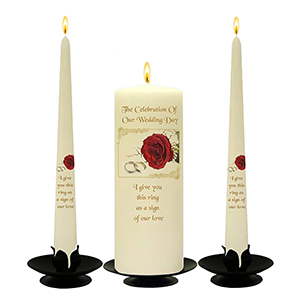 Personalised Wedding Candles - Family Crests Crest Gold Script