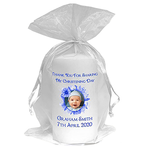 Thank you Christening Favour - Photo Blue