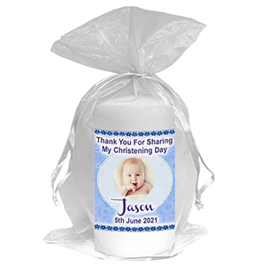 Thank you Christening Favour - Photo Blue