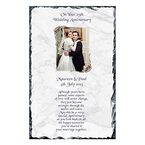 Personalised Wedding Anniversary Candle Gift - Family Crest Anniversary Gold Script & Photo