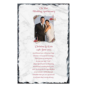 Personalised Wedding Anniversary Candle Gift - Family Crest Anniversary Gold Script & Photo