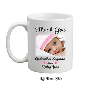 Personalised Godfather Mug Gift - Forget Me Knots Blue with Photo
