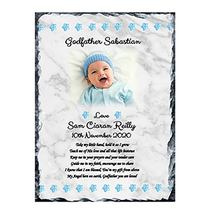 Personalised Godfather Mug Gift - Forget Me Knots Blue with Photo