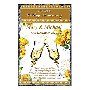 Personalised Wedding Anniversary Candle Gift - Family Crest Anniversary Gold Script & Photo
