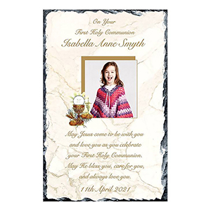 Personalised 1st Holy Communion Candle - Gold Frame with Photo Boy