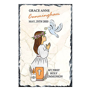 Personalised 1st Holy Communion Candle - Gold Frame with Photo Boy
