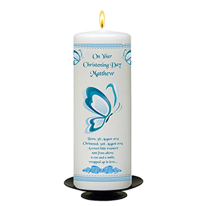 Personalised Christening Candle - BCC Silver Parchment