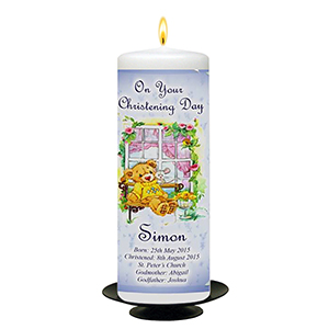Personalised Christening Candle - BCC Silver Parchment