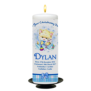 Personalised Christening Candle - BCC Silver Parchment