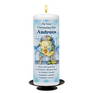 Personalised Christening Candle - BCC Silver Parchment