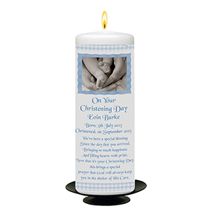 Personalised Christening Candle - BCC Silver Parchment