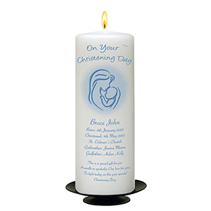 Personalised Christening Candle - BCC Silver Parchment