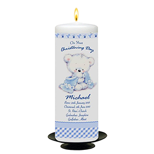 Personalised Christening Candle - BCC Silver Parchment