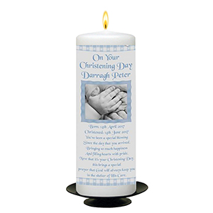 Personalised Christening Candle - BCC Silver Parchment