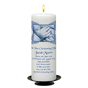 Personalised Christening Candle - BCC Silver Parchment