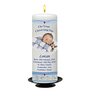 Personalised Christening Candle - BCC Silver Parchment