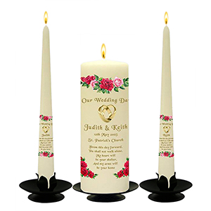 Personalised Wedding Candles - Family Crests Crest Gold Script
