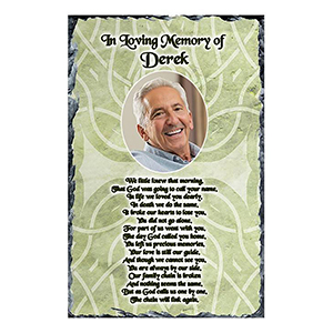 Personalsied Remembrance Slate - Blue Rose & Robin with Photo