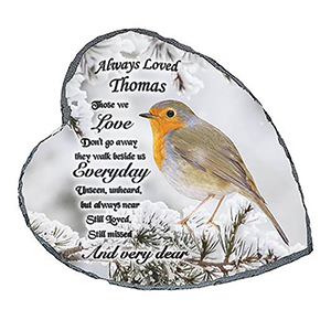 Personalised Christmas Remembrance Slate - Robin & Berries
