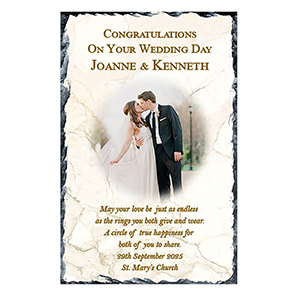 Personalsied Wedding Slate Gift - Family Crests & Verse Silver