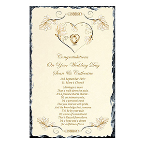 Personalsied Wedding Slate Gift - Family Crests & Verse Silver