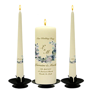 Personalised Wedding Candles - Family Crests Crest Gold Script