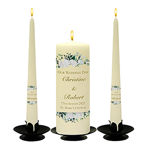Personalised Wedding Candles - Family Crests Crest Gold Script