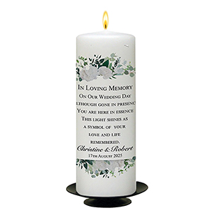 Personalised Wedding Remembrance Candle - Celtic Cross & Rings Gold