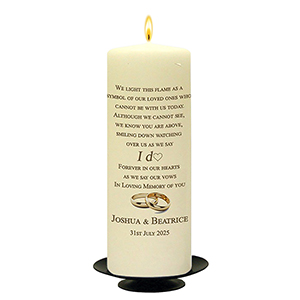 Personalised Wedding Remembrance Candle - Celtic Cross & Rings Gold
