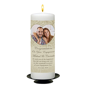 Personalised Engagement Slate Gift - Family Crests and Photo - Beige Background