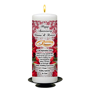Personalised Wedding Anniversary Candle Gift - Family Crest Anniversary Gold Script & Photo